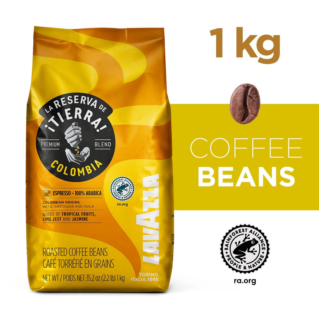 Lavazza Tierra Colombia Coffee Beans 100% Arabica 1kg